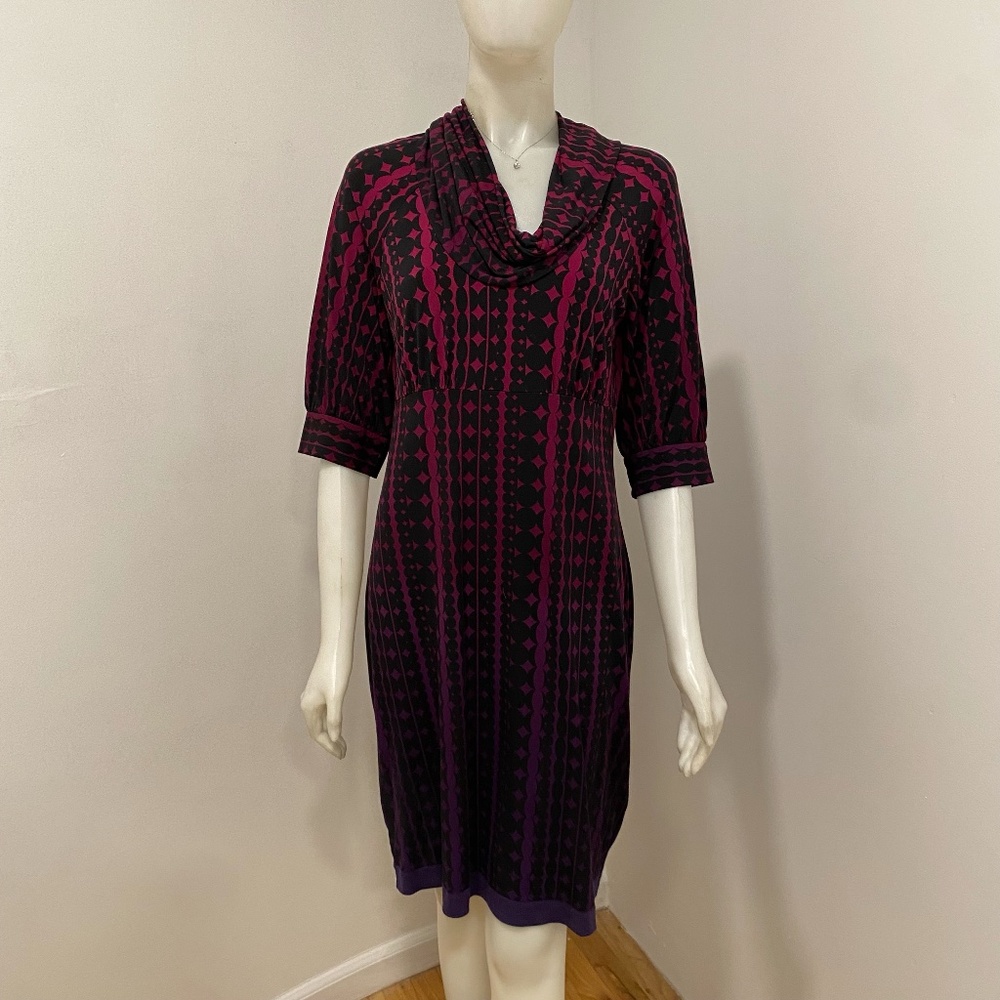 Ali Ro Purple Circles Cowl Neck Dress size 12